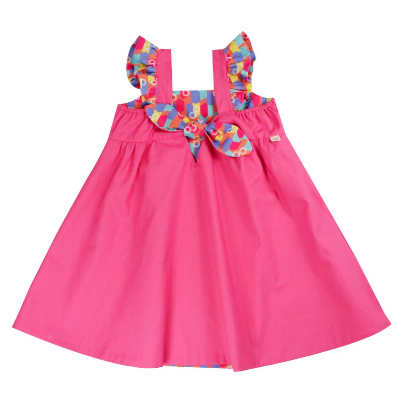 Girls' Reversible Sweet Bow Dress - Colorful Infinity Huat 