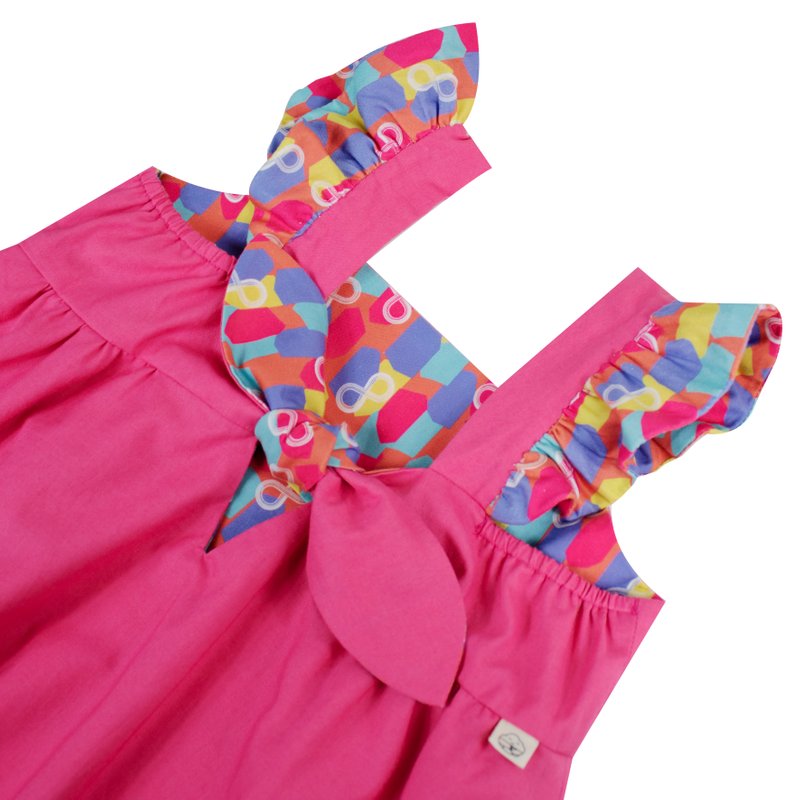 Girls' Reversible Sweet Bow Dress - Colorful Infinity Huat 