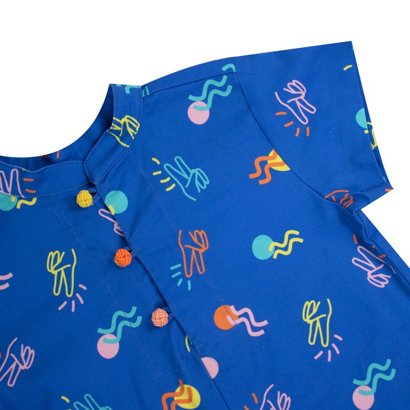 Baby Boy Knot Romper - Blue Victory Yay 