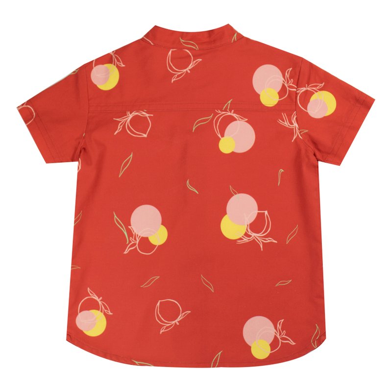 Boy's Mandarin Shirt - Red Longevity Peaches