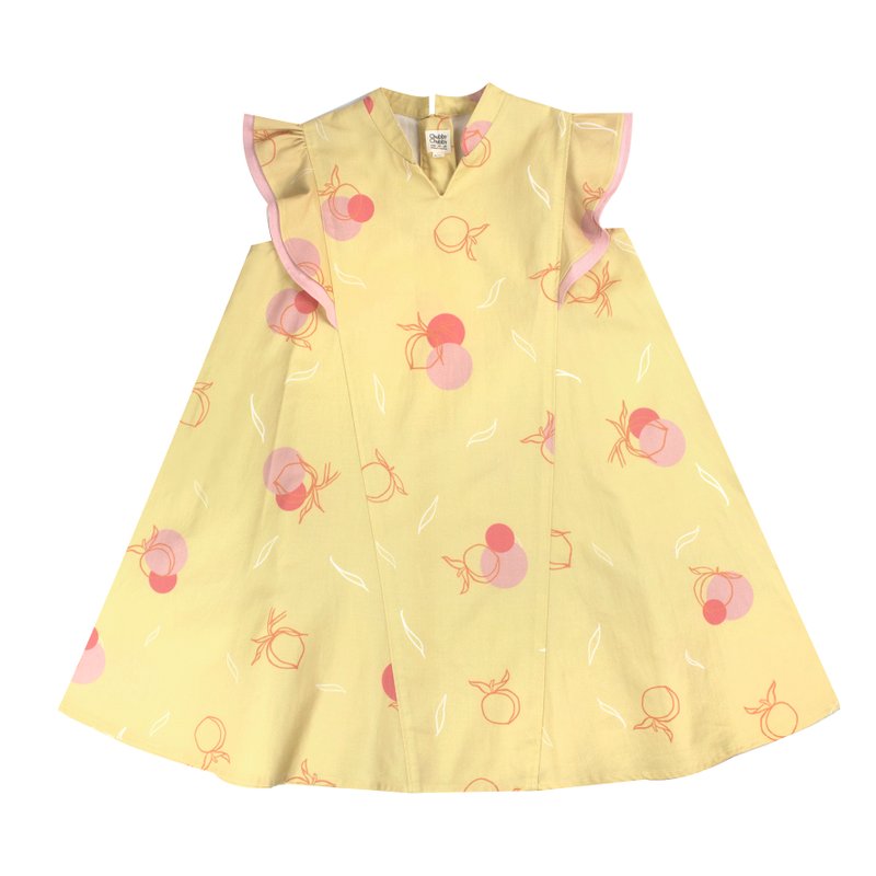 Flutter Flare Cheongsam - Yellow Longevity Peaches