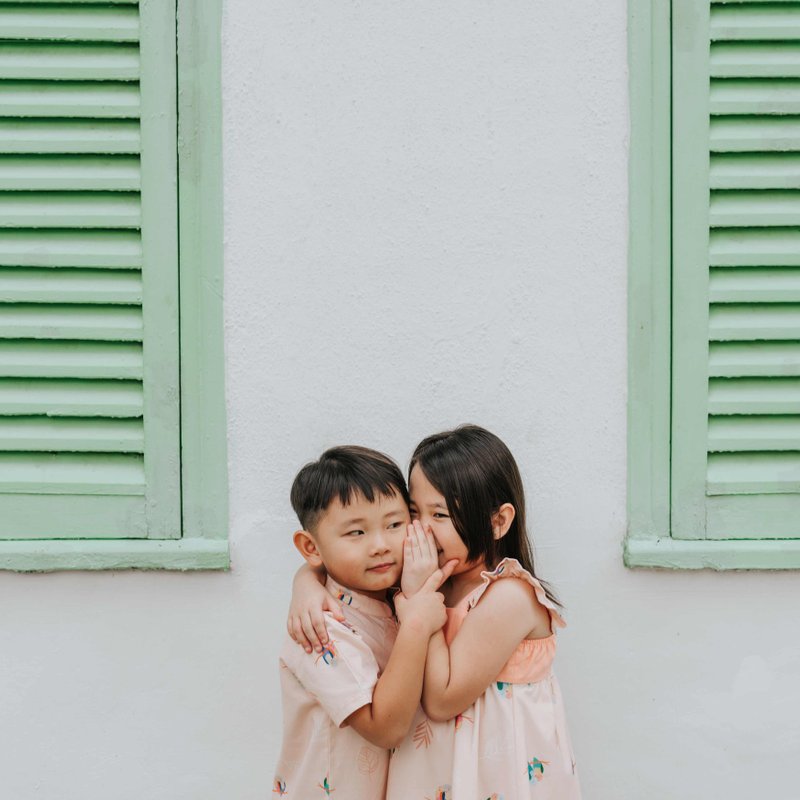 Girls' Sweet Bow  Dress - Pink Lovebirds