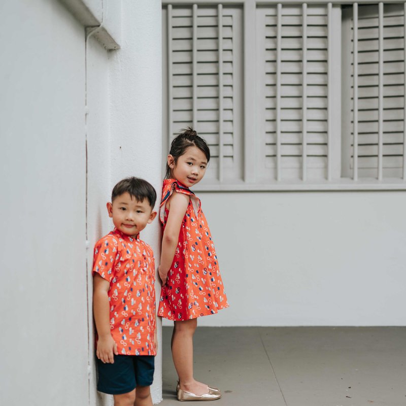 Boy's Knot Shirt - Red Infinity Huat