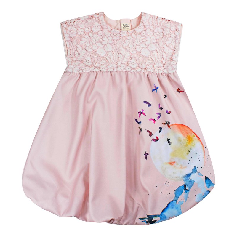 Girl's Bubble Lace Dress - TGE Pink
