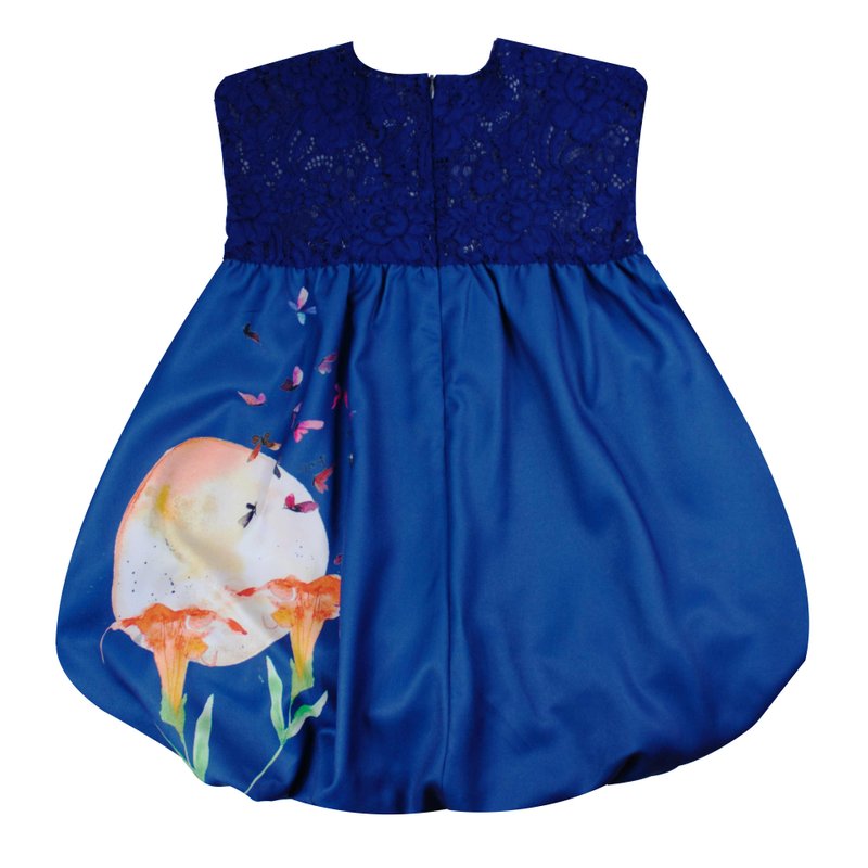 Girl's Bubble Lace Dress - Midnight Blue