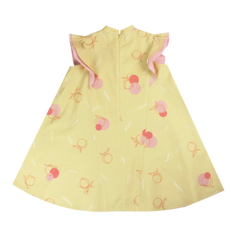 Flutter Flare Cheongsam - Yellow Longevity Peaches