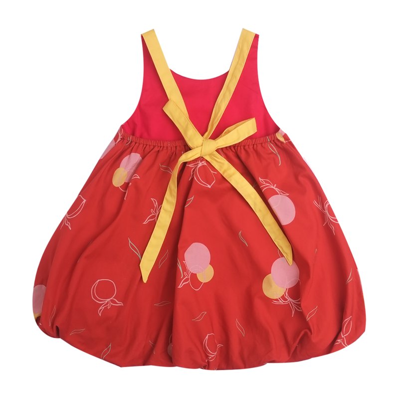 Girls' Bubble Tie Back Dress - Red Longevity Peaches