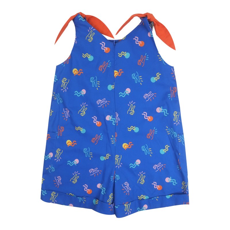 Girl's Tie Knot Playsuit - Blue Victory Yay