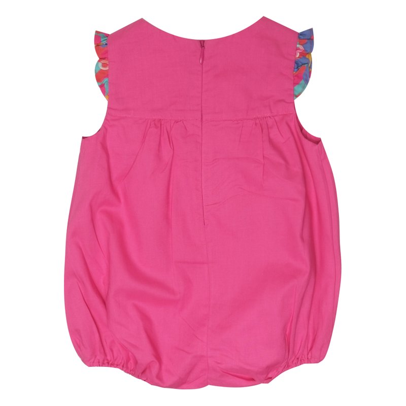Baby Girl's V Romper -Solid Fuchsia Pink