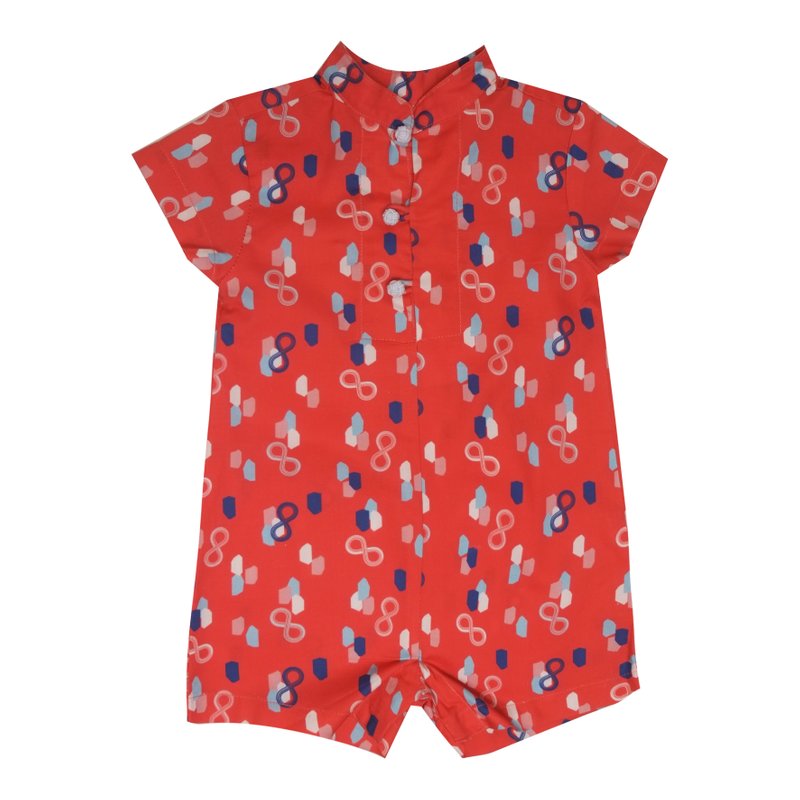Baby Boy Knot Romper - Red Infinity Huat