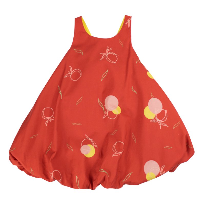 Girls' Bubble Tie Back Dress - Red Longevity Peaches