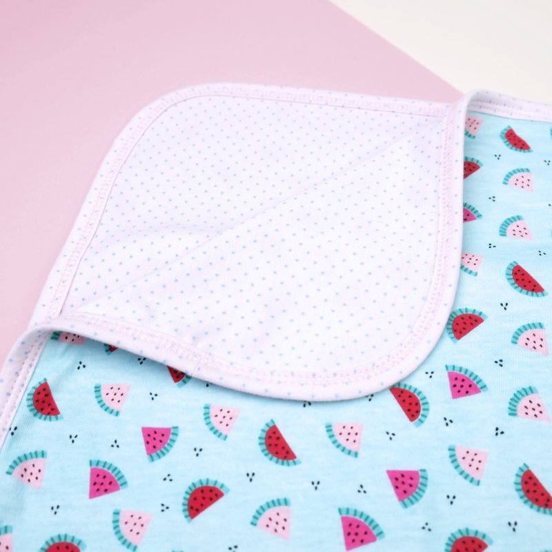Jersey Baby Blanket- Teal Watermelons with Pink Polkadot