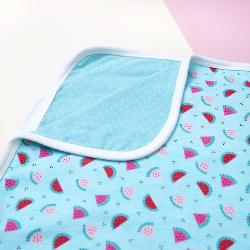 Jersey Baby Blanket- Teal Watermelons with Teal Polkadots