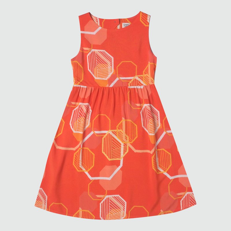 Girl's Abstract Octagon Open Back Dress 
