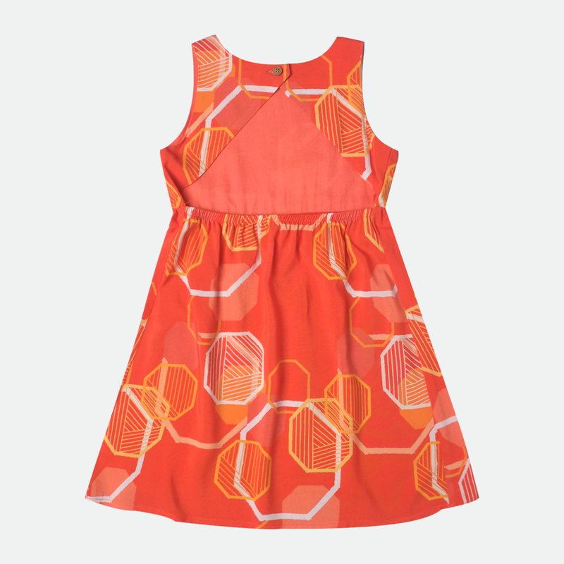 Girl's Abstract Octagon Open Back Dress 
