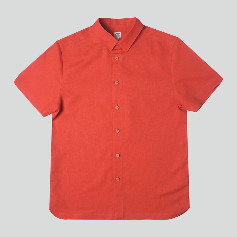 Men's Hexa Linen Shirt- Orange